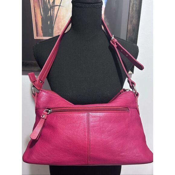 Stone & Co Red Genuine Leather Shoulder Bag Handbag Buckled Adjustable Strap - Picture 6 of 12